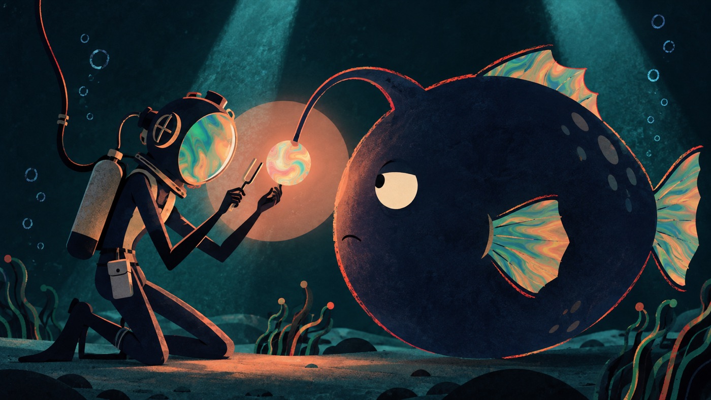 Stylized animation still, example of visual reference range